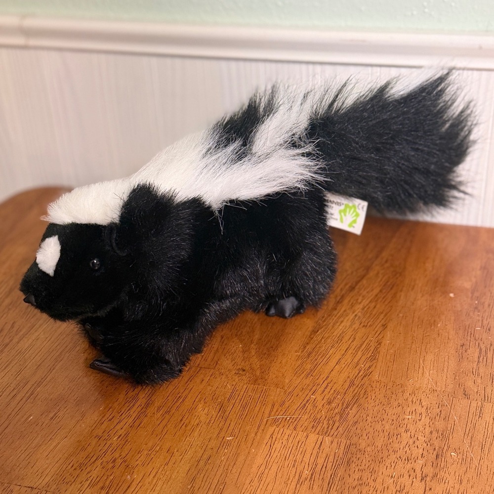 Folkmanis Skunk Puppet Black White Stripe Realistic Full Body 14" Stuffed Plush